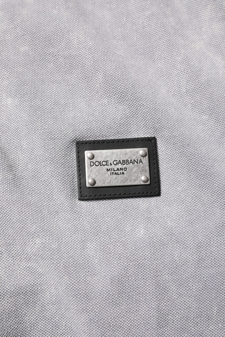 Dolce &amp; Gabbana Sample Sale Dolce &amp; Gabbana Gray Logo Plaque Cotton Men Polo Shirt T-shirt - | Designer outlet