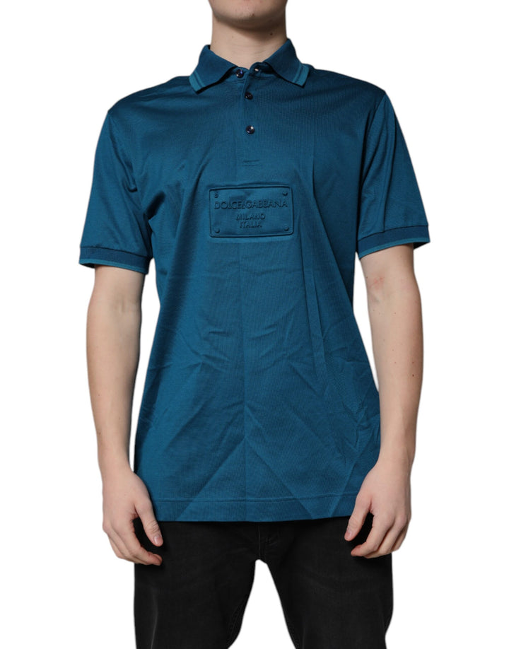 Dolce &amp; Gabbana Sample Sale Dolce &amp; Gabbana Blue Logo Cotton Men Polo Shirt T-shirt - | Designer outlet