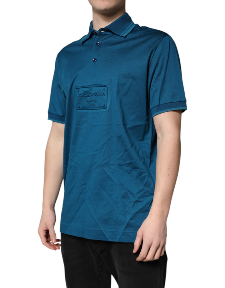 Dolce &amp; Gabbana Sample Sale Dolce &amp; Gabbana Blue Logo Cotton Men Polo Shirt T-shirt - | Designer outlet