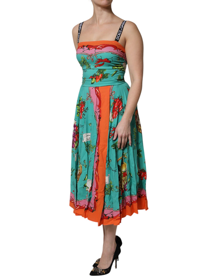 Dolce &amp; Gabbana Sample Sale Dolce &amp; Gabbana Multicolor Printed Silk Sleeveless Midi Dress - | Designer outlet