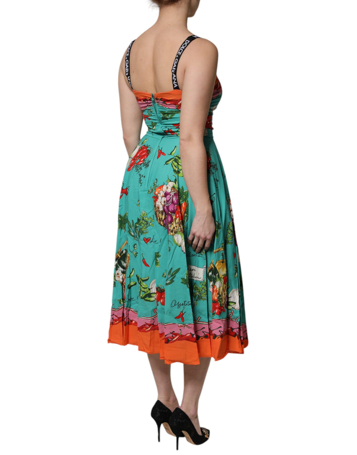 Dolce &amp; Gabbana Sample Sale Dolce &amp; Gabbana Multicolor Printed Silk Sleeveless Midi Dress - | Designer outlet