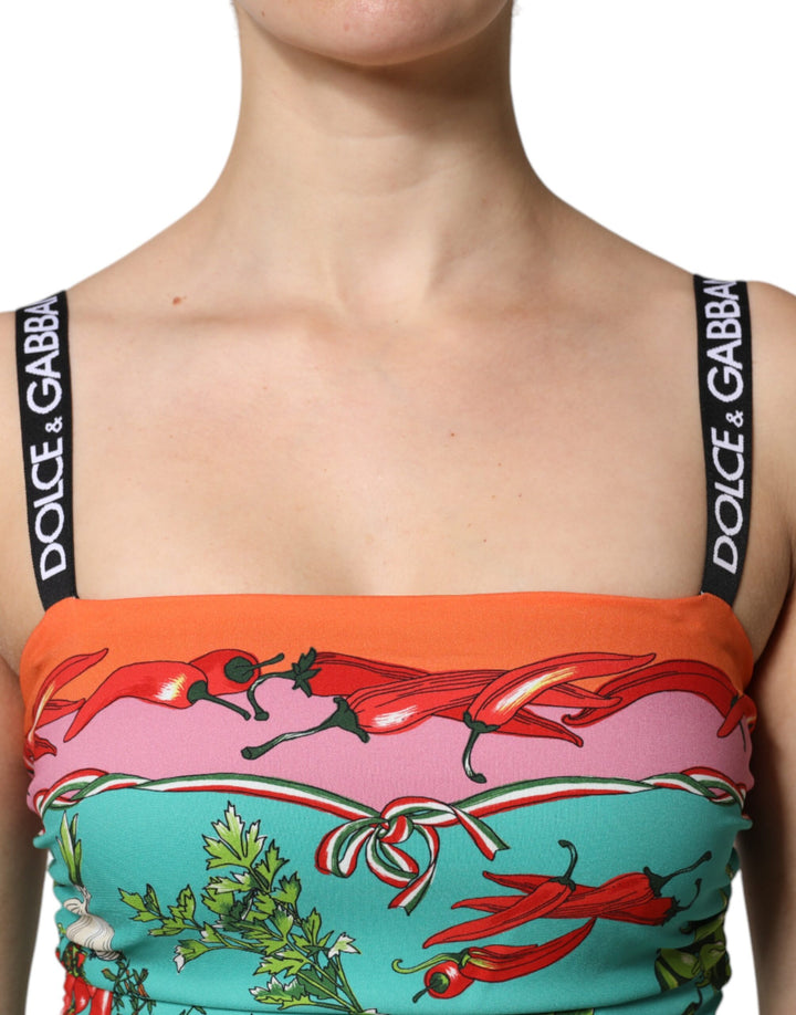 Dolce &amp; Gabbana Sample Sale Dolce &amp; Gabbana Multicolor Printed Silk Sleeveless Midi Dress - | Designer outlet