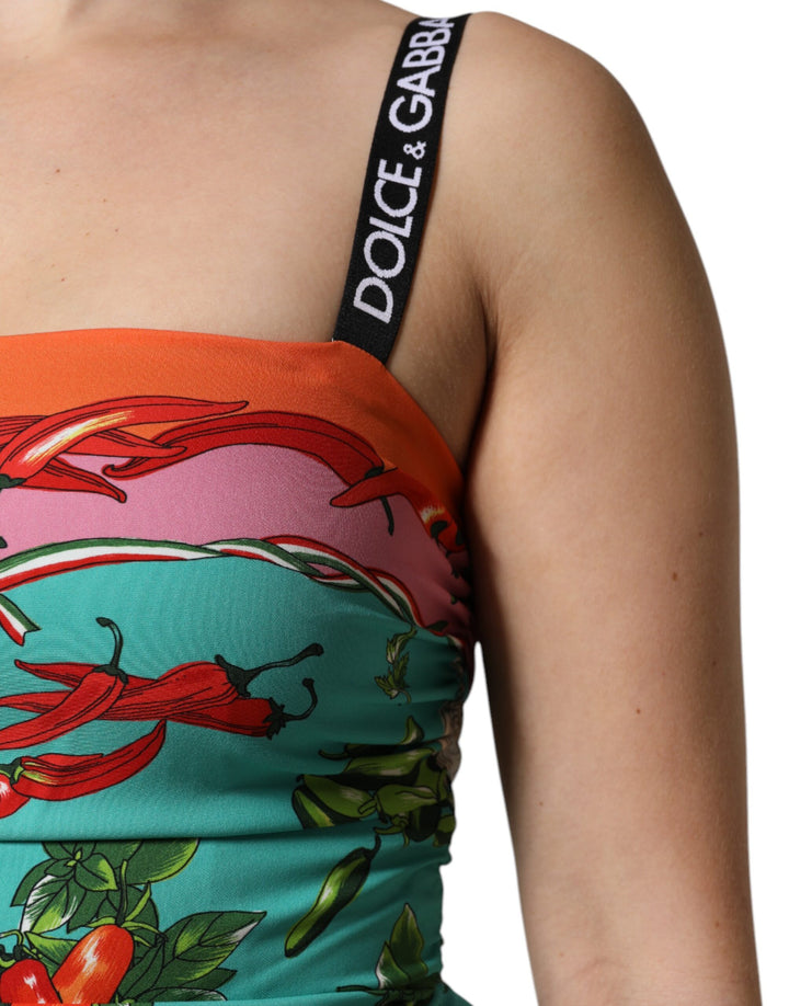 Dolce &amp; Gabbana Sample Sale Dolce &amp; Gabbana Multicolor Printed Silk Sleeveless Midi Dress - | Designer outlet