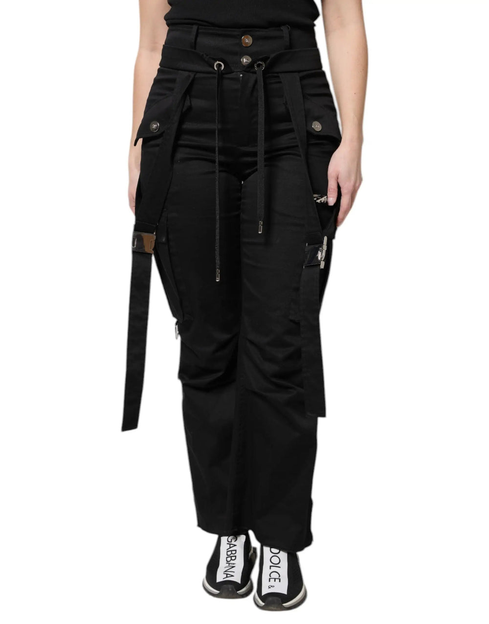 Dolce & Gabbana Sample Sale | Dolce & Gabbana Black Cotton High Waist Cargo Pants - | Designer outlet
