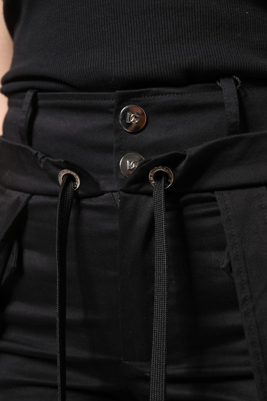 Dolce &amp; Gabbana Sample Sale Dolce &amp; Gabbana Black Cotton High Waist Cargo Pants - | Designer outlet