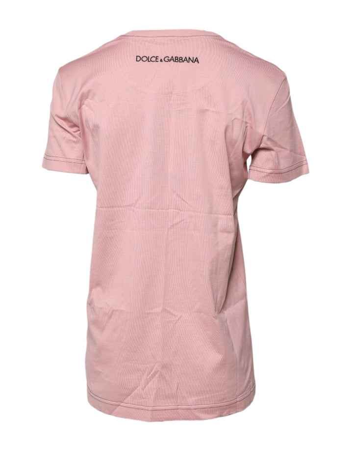 Dolce &amp; Gabbana Sample Sale Dolce &amp; Gabbana Pink Logo Print Cotton Crew Neck T-shirt - | Designer outlet