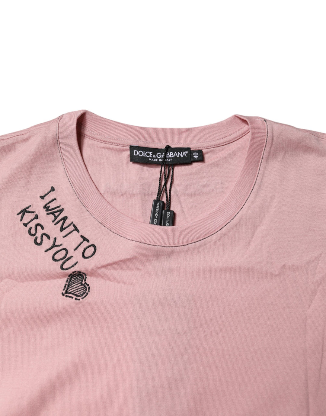 Dolce &amp; Gabbana Sample Sale Dolce &amp; Gabbana Pink Logo Print Cotton Crew Neck T-shirt - | Designer outlet