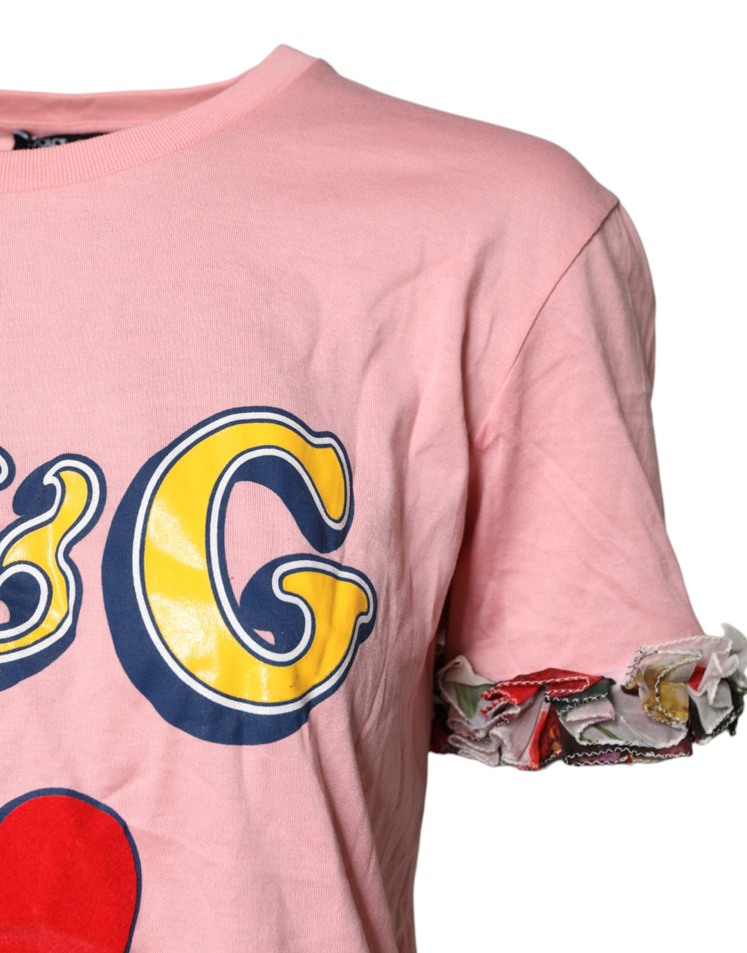 Dolce &amp; Gabbana Sample Sale Dolce &amp; Gabbana Pink Logo Print Cotton Crew Neck Tee T-shirt - | Designer outlet