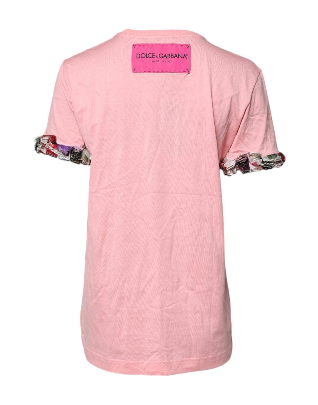 Dolce &amp; Gabbana Sample Sale Dolce &amp; Gabbana Pink Logo Print Cotton Crew Neck Tee T-shirt - | Designer outlet