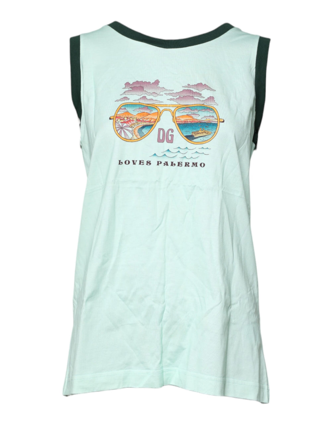 Dolce &amp; Gabbana Sample Sale Dolce &amp; Gabbana Light Green Graphic Print Sleeveless Tank T-shirt - | Designer outlet