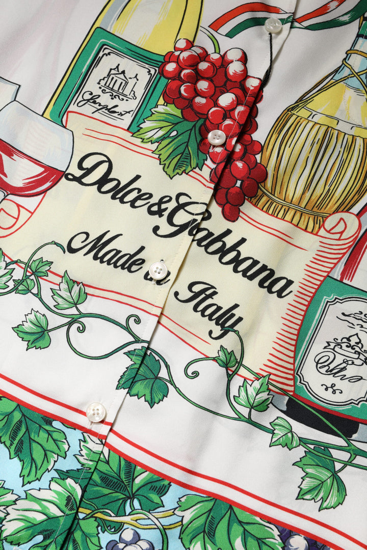 Dolce & Gabbana Multicolor Short Sleeve Silk Food Shirt Top