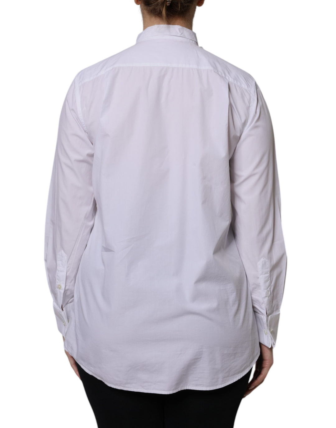 Dolce &amp; Gabbana Sample Sale Dolce &amp; Gabbana White Ascot Collar Long Sleeve Blouse Top - | Designer outlet