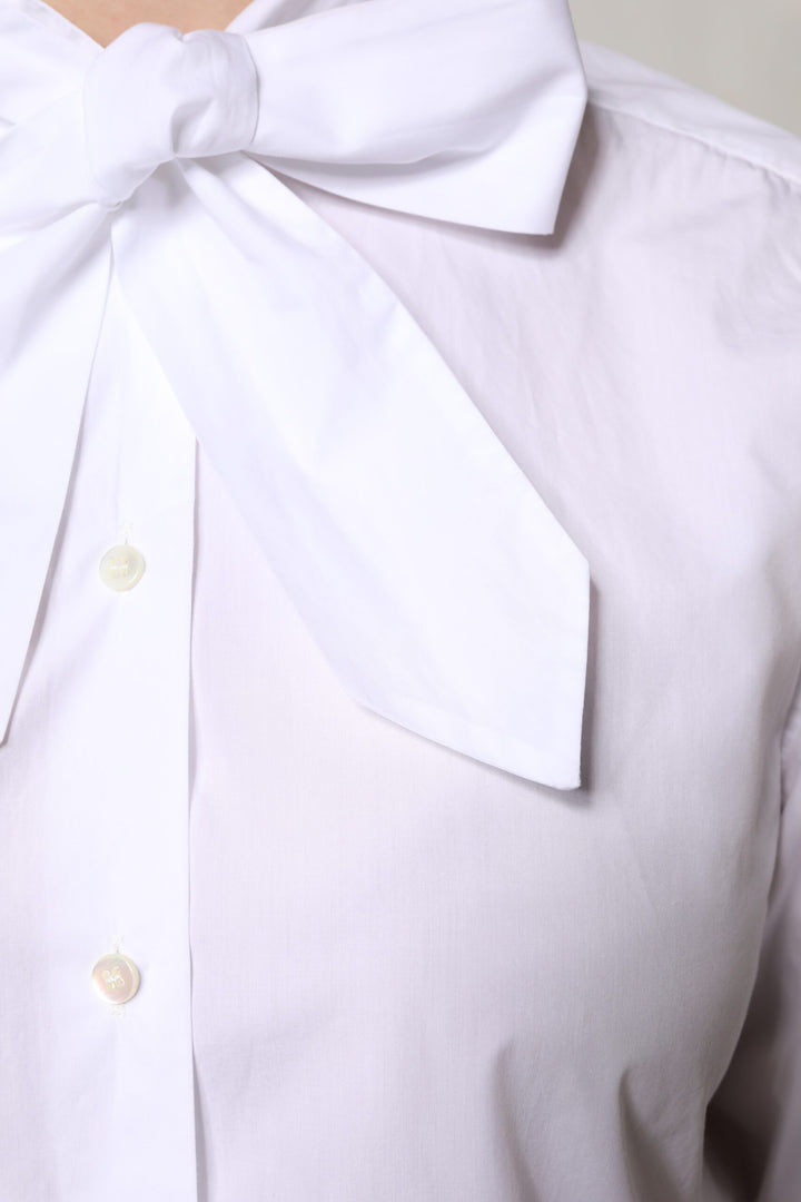 Dolce &amp; Gabbana Sample Sale Dolce &amp; Gabbana White Ascot Collar Long Sleeve Blouse Top - | Designer outlet
