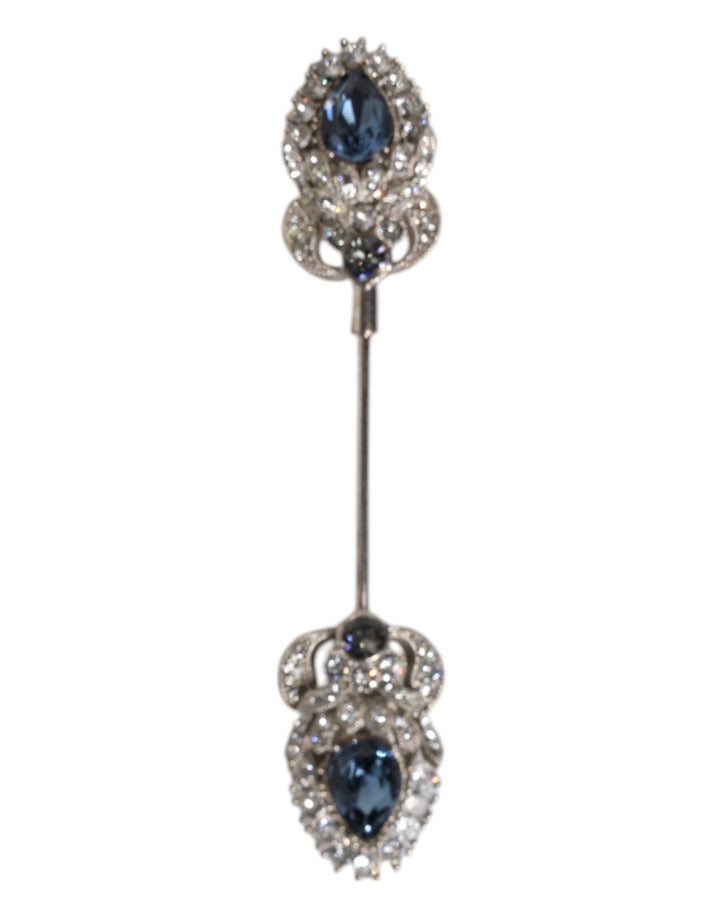 Dolce & Gabbana 925 Sterling Silver Crystals Collar Brooch Accessory Pin
