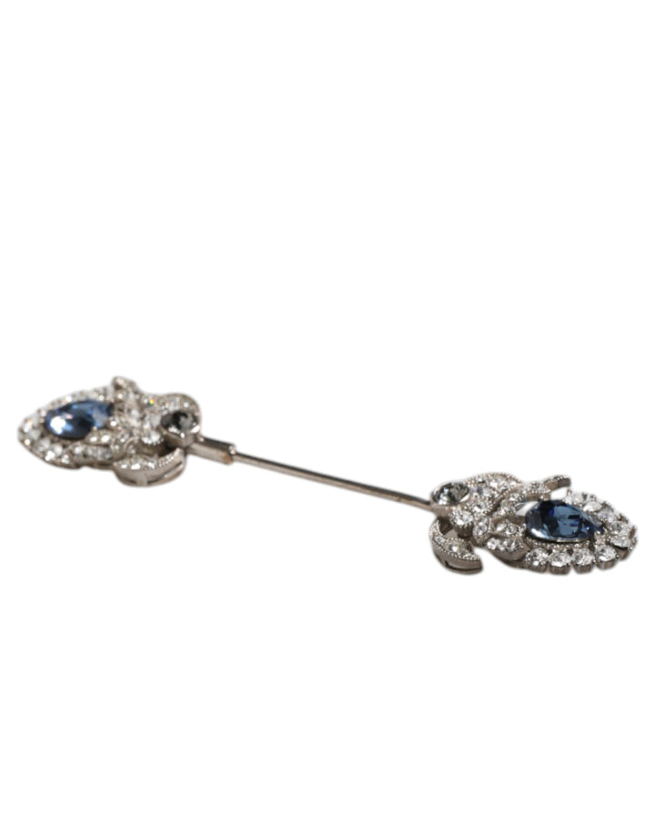 Dolce & Gabbana 925 Sterling Silver Crystals Collar Brooch Accessory Pin