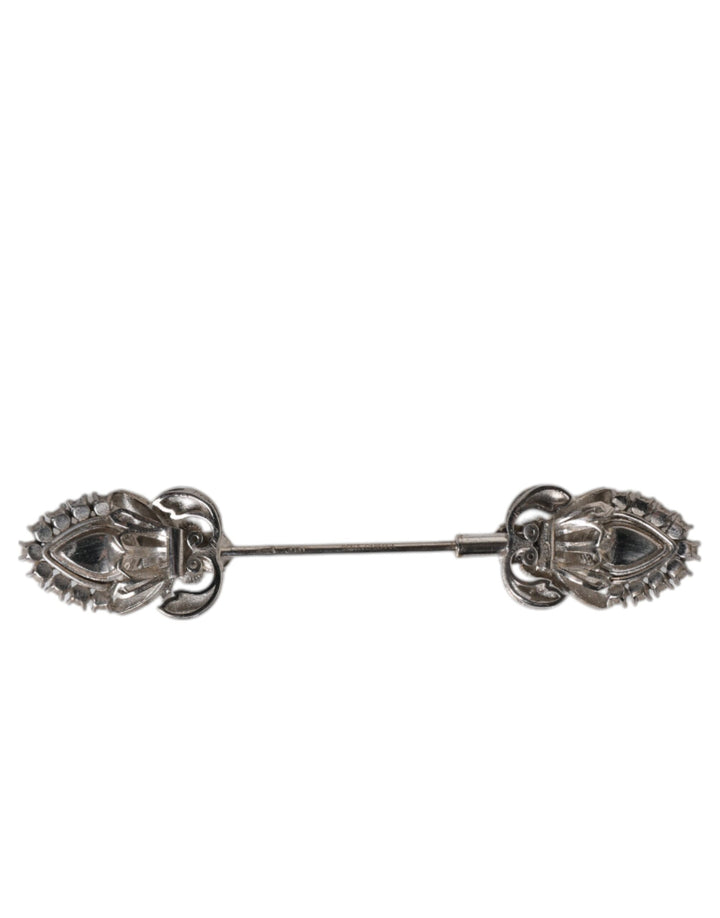 Dolce & Gabbana 925 Sterling Silver Crystals Collar Brooch Accessory Pin