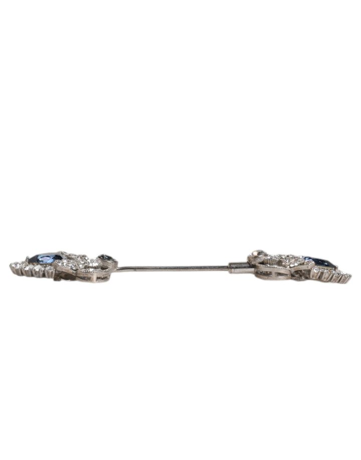 Dolce & Gabbana 925 Sterling Silver Crystals Collar Brooch Accessory Pin