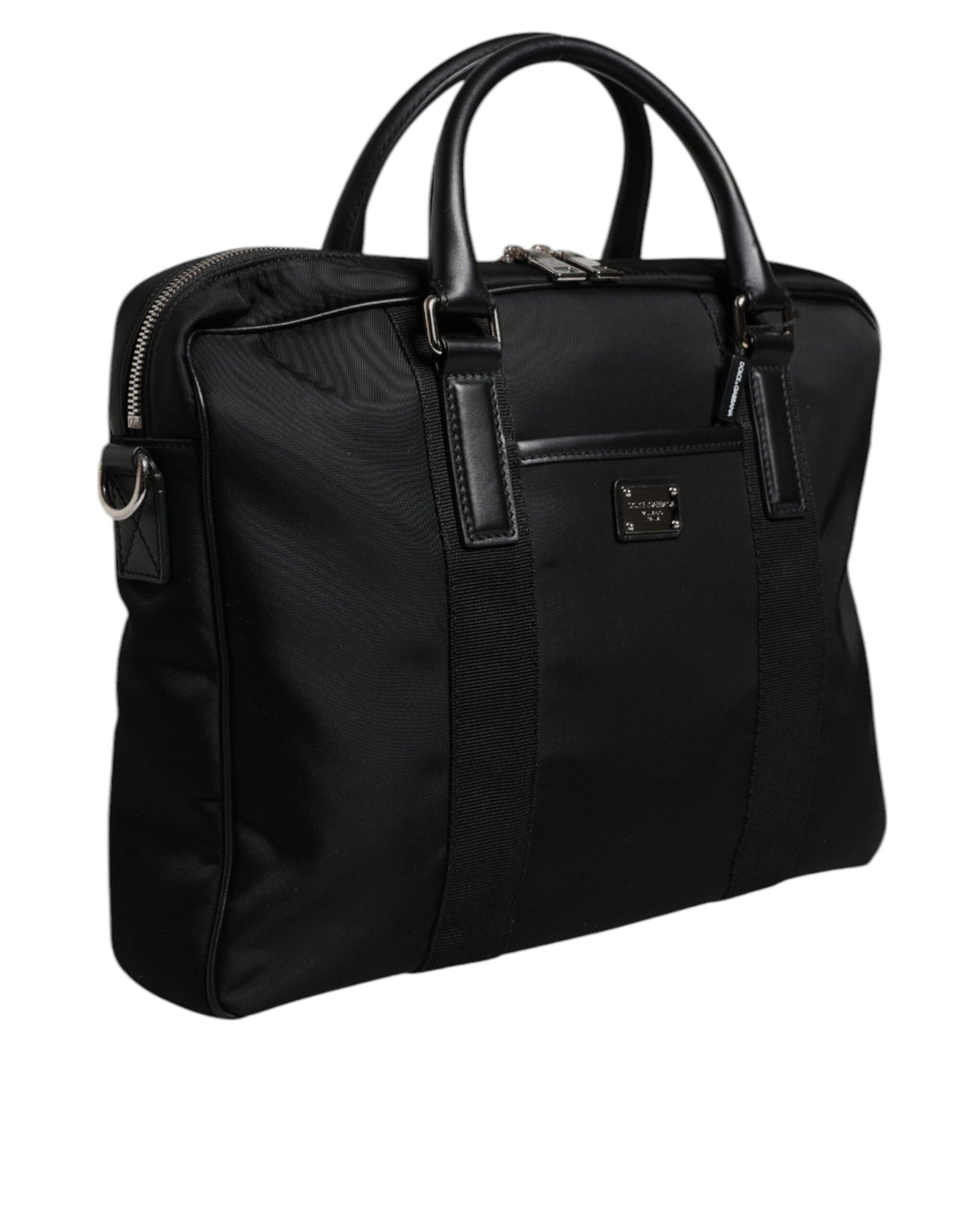Dolce & Gabbana Black Leather Document Briefcase Top Handle Bag