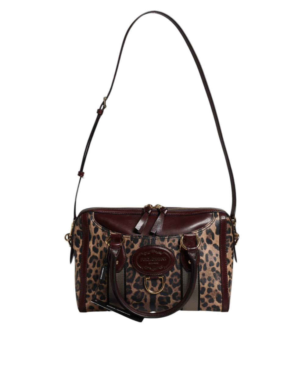 Dolce & Gabbana Brown Leopard Leather Shoulder Strap Duffle Bag by Dolce & Gabbana outlet now on sale