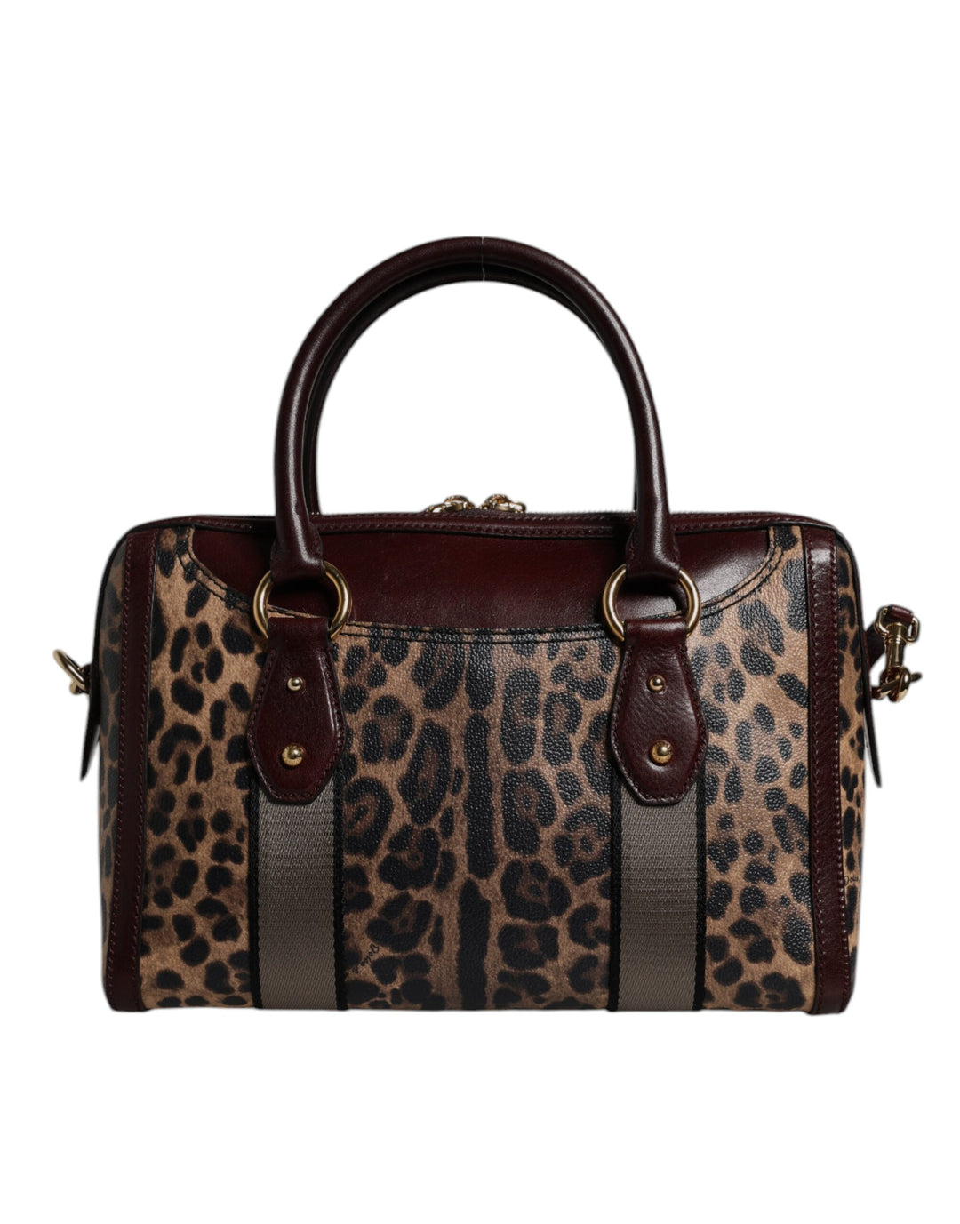 Dolce & Gabbana Brown Leopard Leather Shoulder Strap Duffle Bag by Dolce & Gabbana outlet now on sale