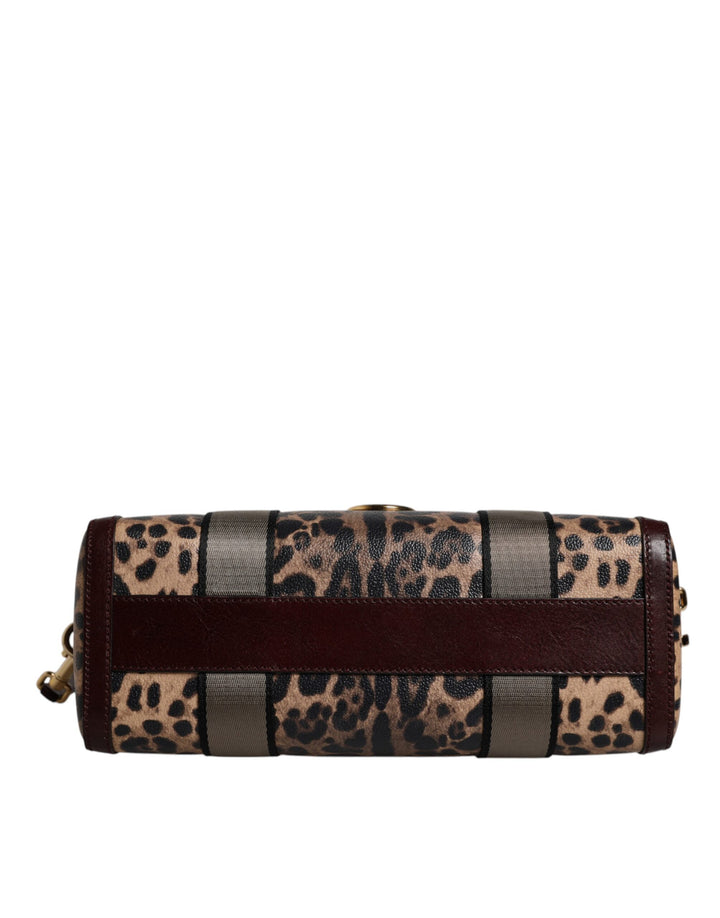 Dolce & Gabbana Brown Leopard Leather Shoulder Strap Duffle Bag by Dolce & Gabbana outlet now on sale