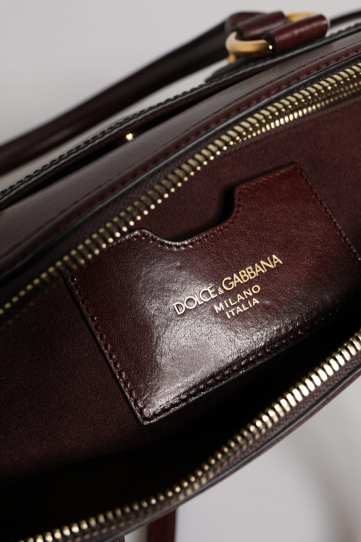 Dolce & Gabbana Brown Leopard Leather Shoulder Strap Duffle Bag by Dolce & Gabbana outlet now on sale