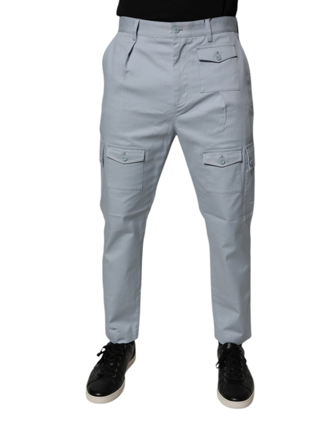Dolce &amp; Gabbana Sample Sale Dolce &amp; Gabbana Light Blue Cotton Cargo Tapered Pants - | Designer outlet