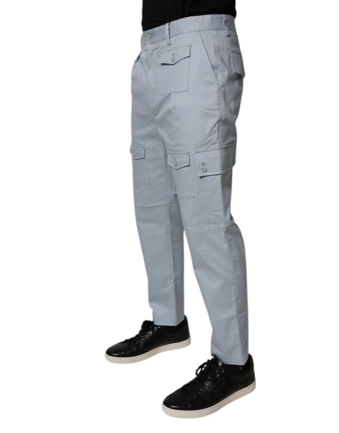 Dolce &amp; Gabbana Sample Sale Dolce &amp; Gabbana Light Blue Cotton Cargo Tapered Pants - | Designer outlet