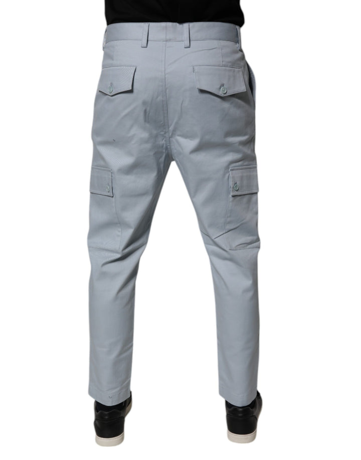 Dolce &amp; Gabbana Sample Sale Dolce &amp; Gabbana Light Blue Cotton Cargo Tapered Pants - | Designer outlet