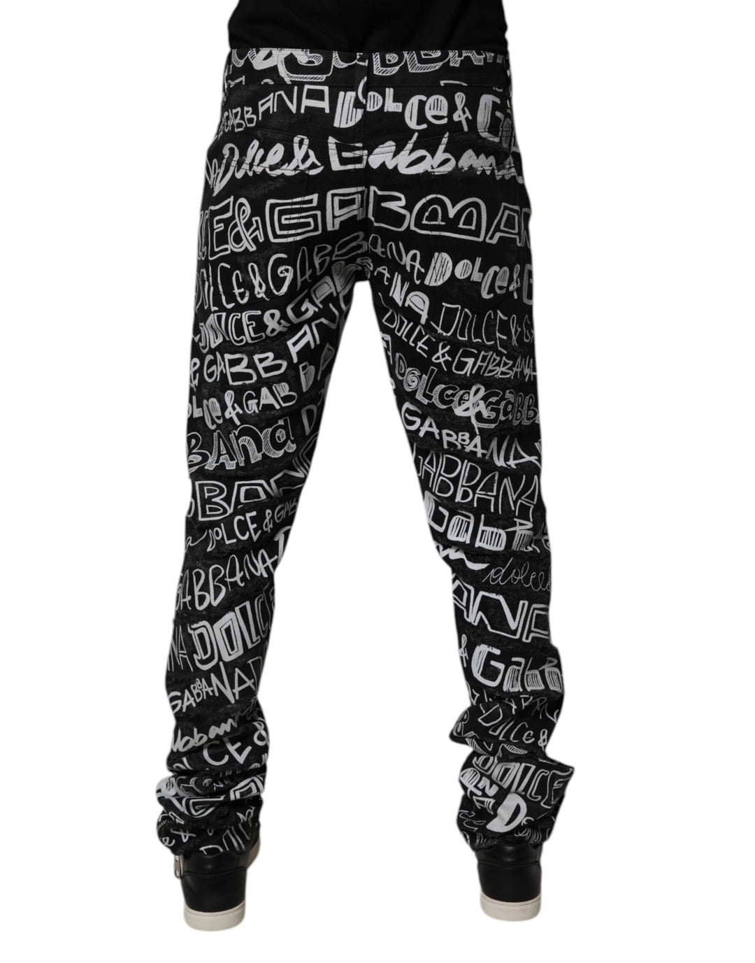 Dolce &amp; Gabbana Sample Sale Dolce &amp; Gabbana Black Cotton Logo Print Straight Denim Jeans - | Designer outlet