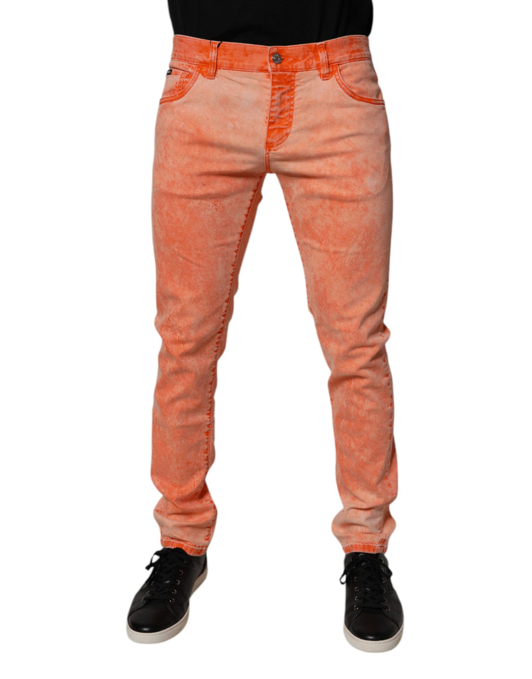 Dolce & Gabbana Orange Tie Dye Cotton Skinny Men Denim Jeans by Dolce & Gabbana outlet now on sale