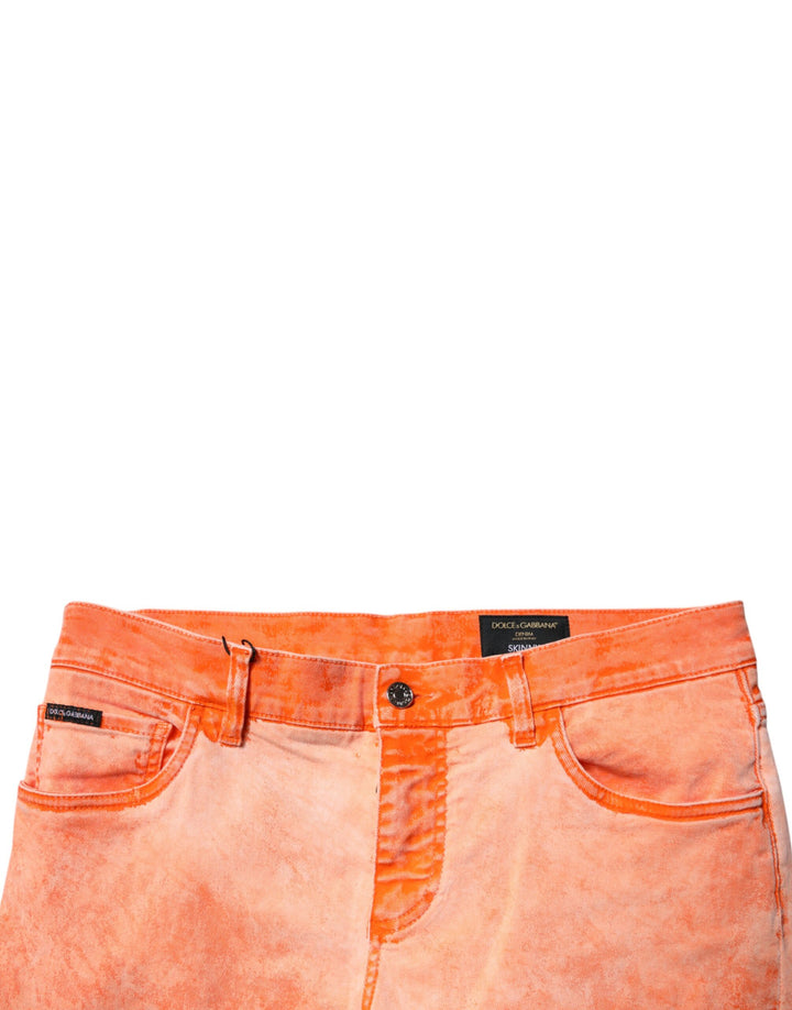 Dolce & Gabbana Orange Tie Dye Cotton Skinny Men Denim Jeans by Dolce & Gabbana outlet now on sale