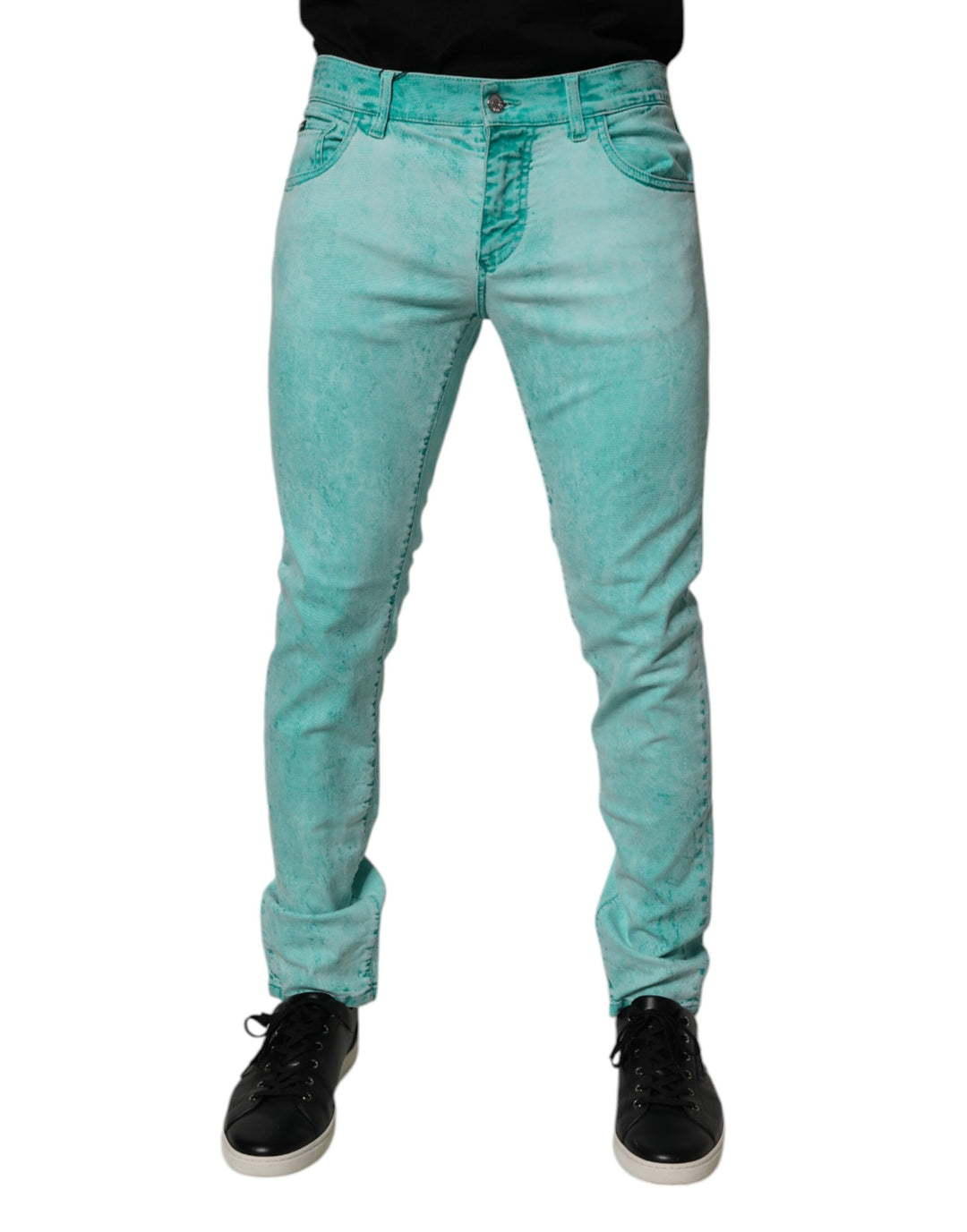 Dolce &amp; Gabbana Sample Sale Dolce &amp; Gabbana Green Tie Dye Cotton Skinny Men Denim Jeans - | Designer outlet