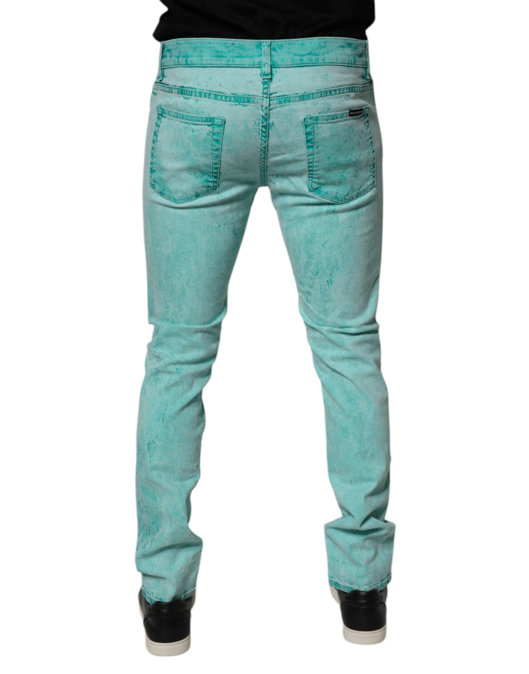 Dolce &amp; Gabbana Sample Sale Dolce &amp; Gabbana Green Tie Dye Cotton Skinny Men Denim Jeans - | Designer outlet