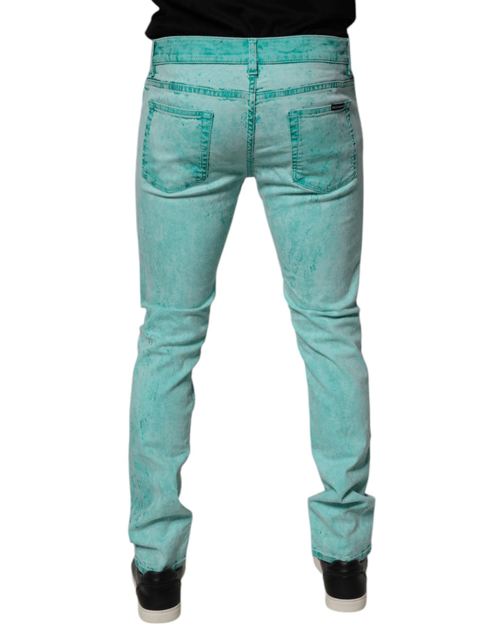 Dolce &amp; Gabbana Sample Sale Dolce &amp; Gabbana Green Tie Dye Cotton Skinny Men Denim Jeans - | Designer outlet