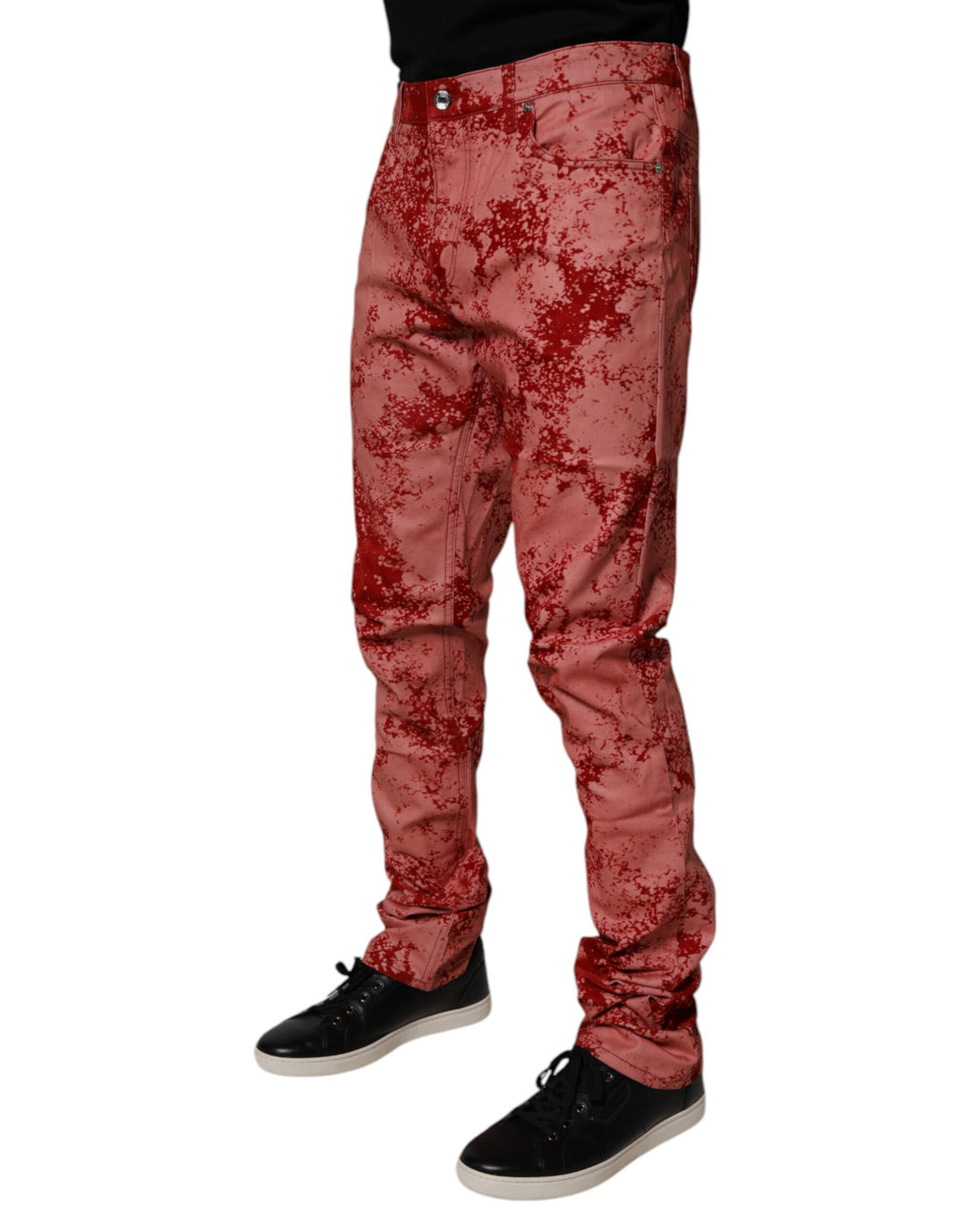 Dolce & Gabbana Red Tie Dye Cotton Skinny Men Denim Jeans by Dolce & Gabbana outlet now on sale