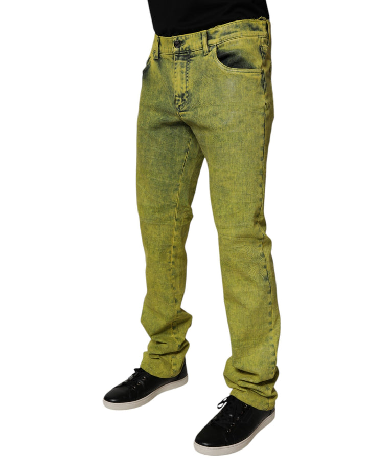 Dolce & Gabbana Yellow Cotton Stretch Skinny Men Denim Jeans by Dolce & Gabbana outlet now on sale