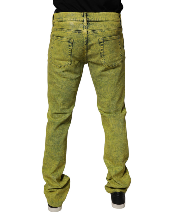 Dolce & Gabbana Yellow Cotton Stretch Skinny Men Denim Jeans by Dolce & Gabbana outlet now on sale