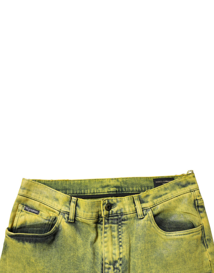 Dolce & Gabbana Yellow Cotton Stretch Skinny Men Denim Jeans by Dolce & Gabbana outlet now on sale