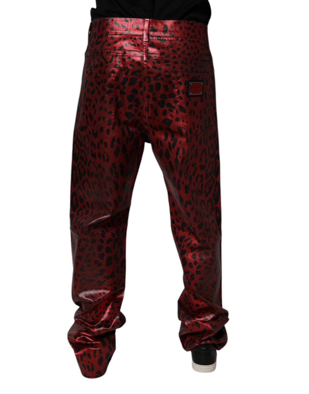 Dolce &amp; Gabbana Sample Sale Dolce &amp; Gabbana Red Leopard Cotton Straight Men Denim Jeans - | Designer outlet