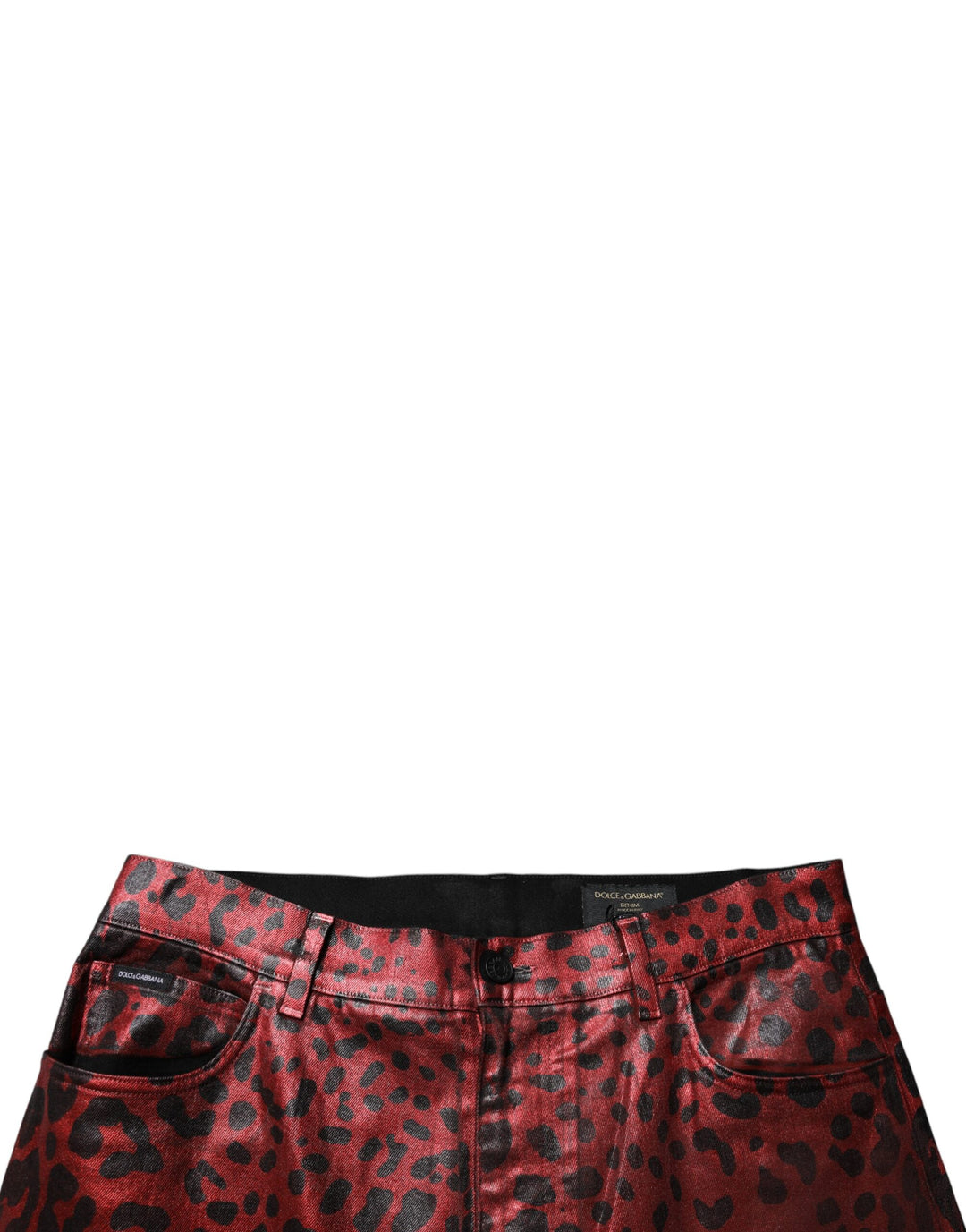 Dolce &amp; Gabbana Sample Sale Dolce &amp; Gabbana Red Leopard Cotton Straight Men Denim Jeans - | Designer outlet