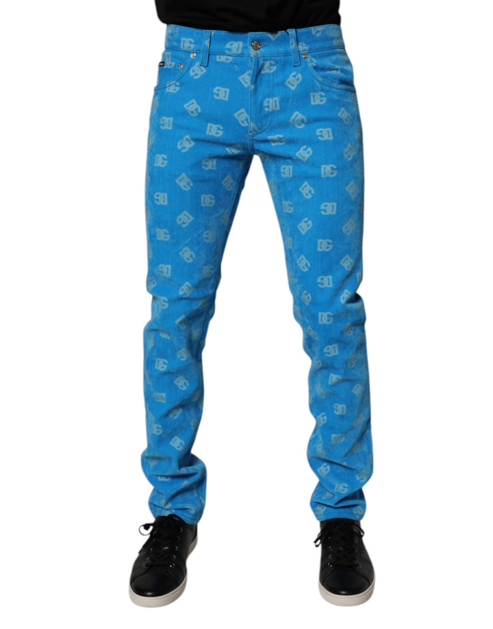 Dolce &amp; Gabbana Sample Sale Dolce &amp; Gabbana Blue Logo Monogram Cotton Skinny Denim Jeans - | Designer outlet