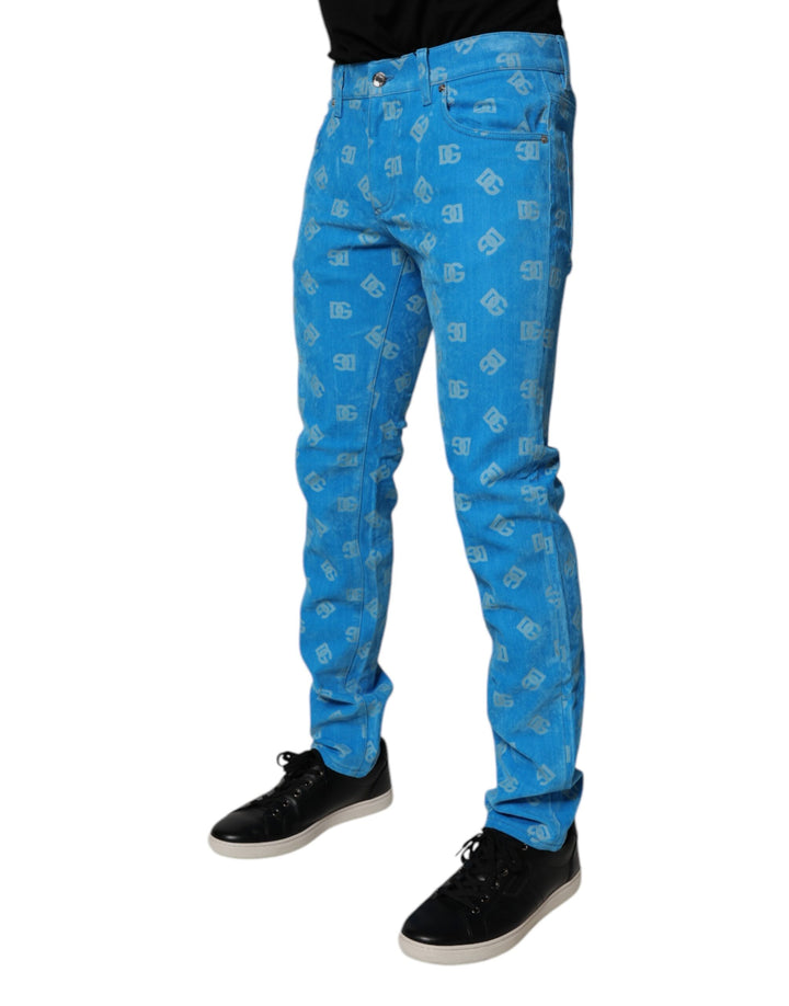 Dolce &amp; Gabbana Sample Sale Dolce &amp; Gabbana Blue Logo Monogram Cotton Skinny Denim Jeans - | Designer outlet