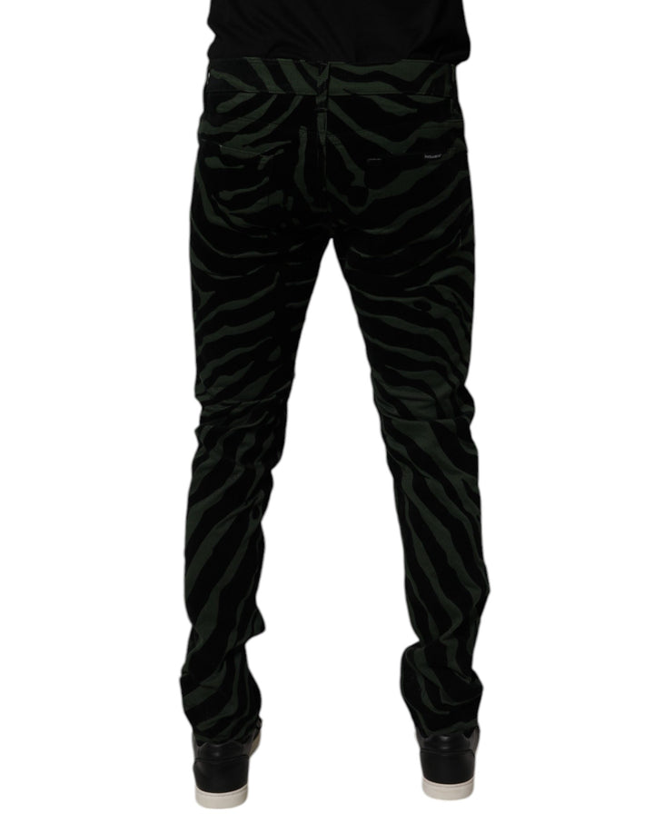 Dolce &amp; Gabbana Sample Sale Dolce &amp; Gabbana Black Green Stripes Cotton Skinny Denim Jeans - | Designer outlet