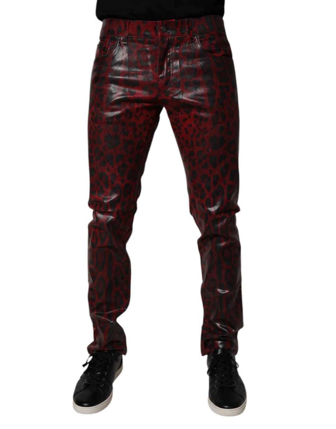 Dolce &amp; Gabbana Sample Sale Dolce &amp; Gabbana Red Leopard Cotton Skinny Men Denim Jeans - | Designer outlet