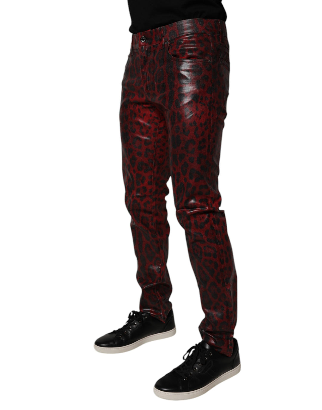 Dolce &amp; Gabbana Sample Sale Dolce &amp; Gabbana Red Leopard Cotton Skinny Men Denim Jeans - | Designer outlet