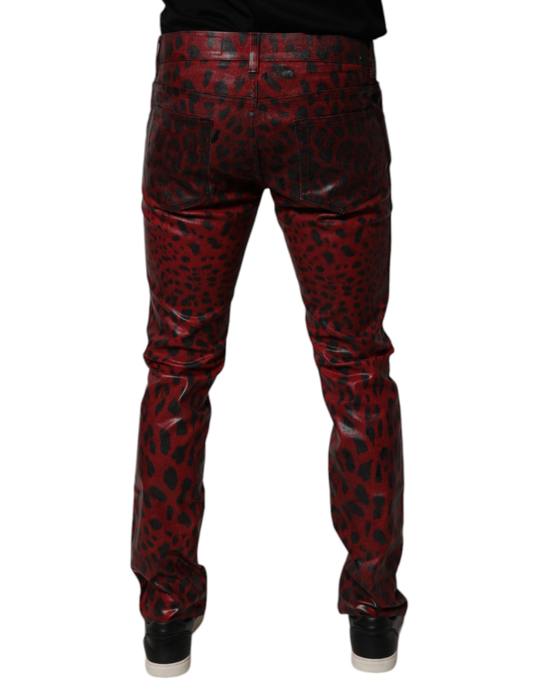 Dolce &amp; Gabbana Sample Sale Dolce &amp; Gabbana Red Leopard Cotton Skinny Men Denim Jeans - | Designer outlet