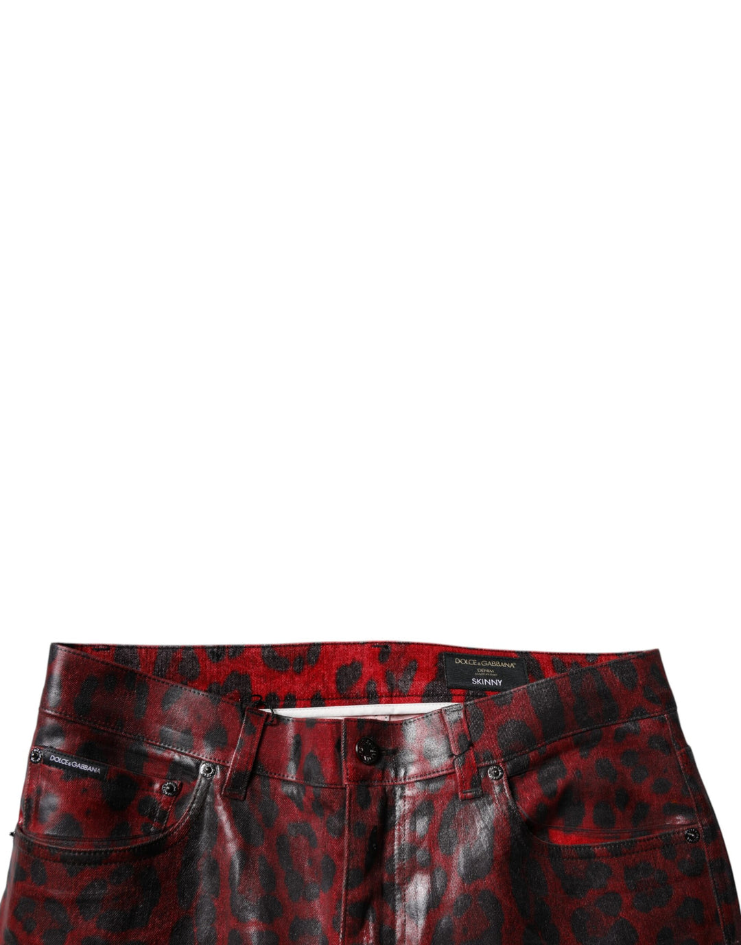 Dolce &amp; Gabbana Sample Sale Dolce &amp; Gabbana Red Leopard Cotton Skinny Men Denim Jeans - | Designer outlet