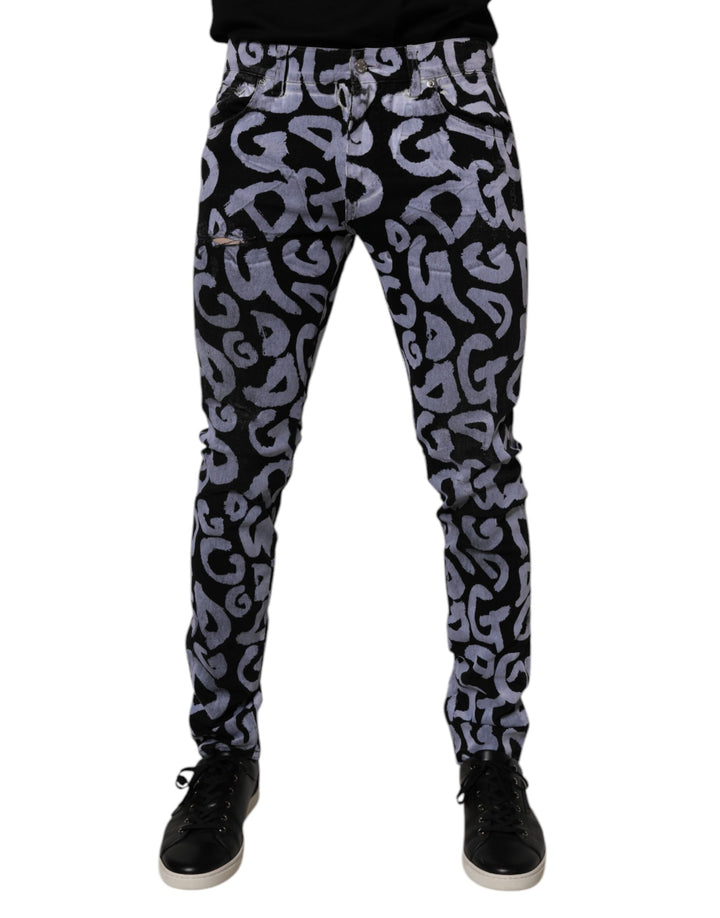 Dolce &amp; Gabbana Sample Sale Dolce &amp; Gabbana Black Logo Monogram Cotton Skinny Denim Jeans - | Designer outlet