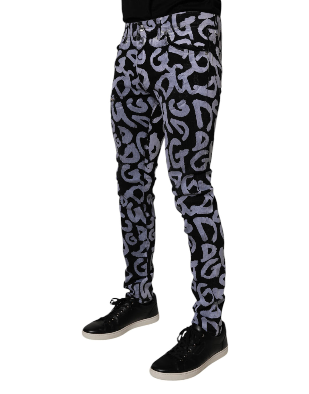 Dolce &amp; Gabbana Sample Sale Dolce &amp; Gabbana Black Logo Monogram Cotton Skinny Denim Jeans - | Designer outlet